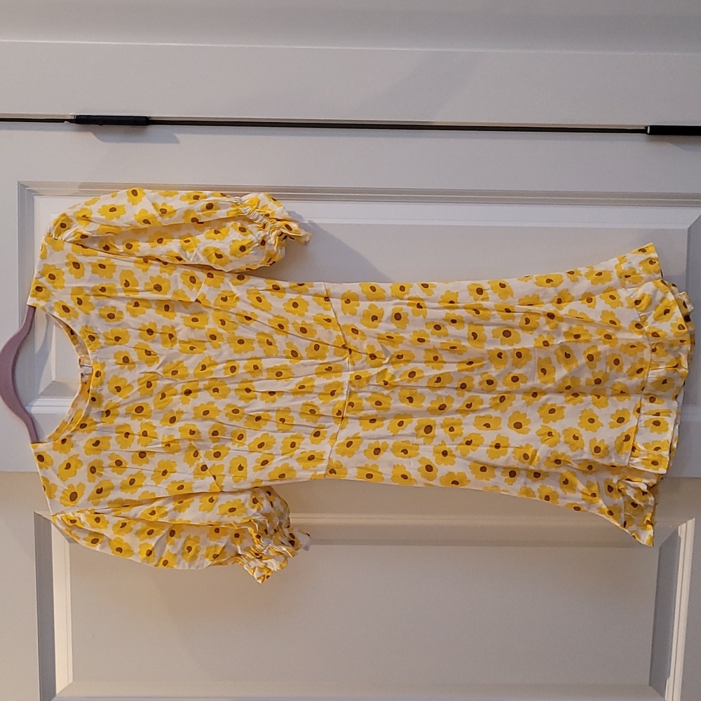 Faithfull the Brand White & Yellow floral mini dress size Small